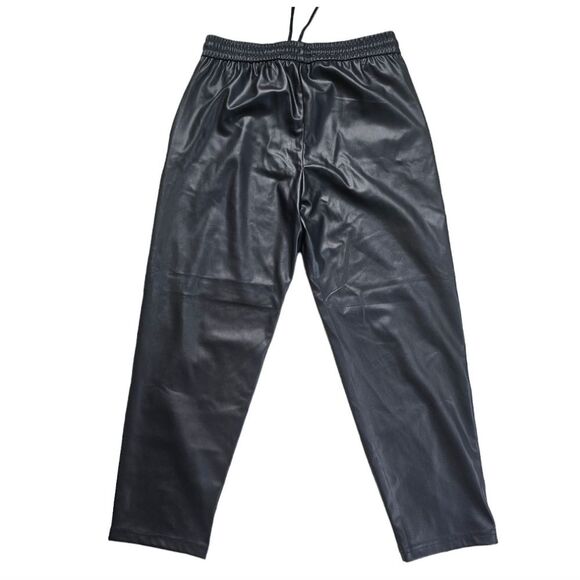 Zara -189 NWT Faux Leather Jogging Pants Joggers Black Size Medium‎ - Picture 4 of 10